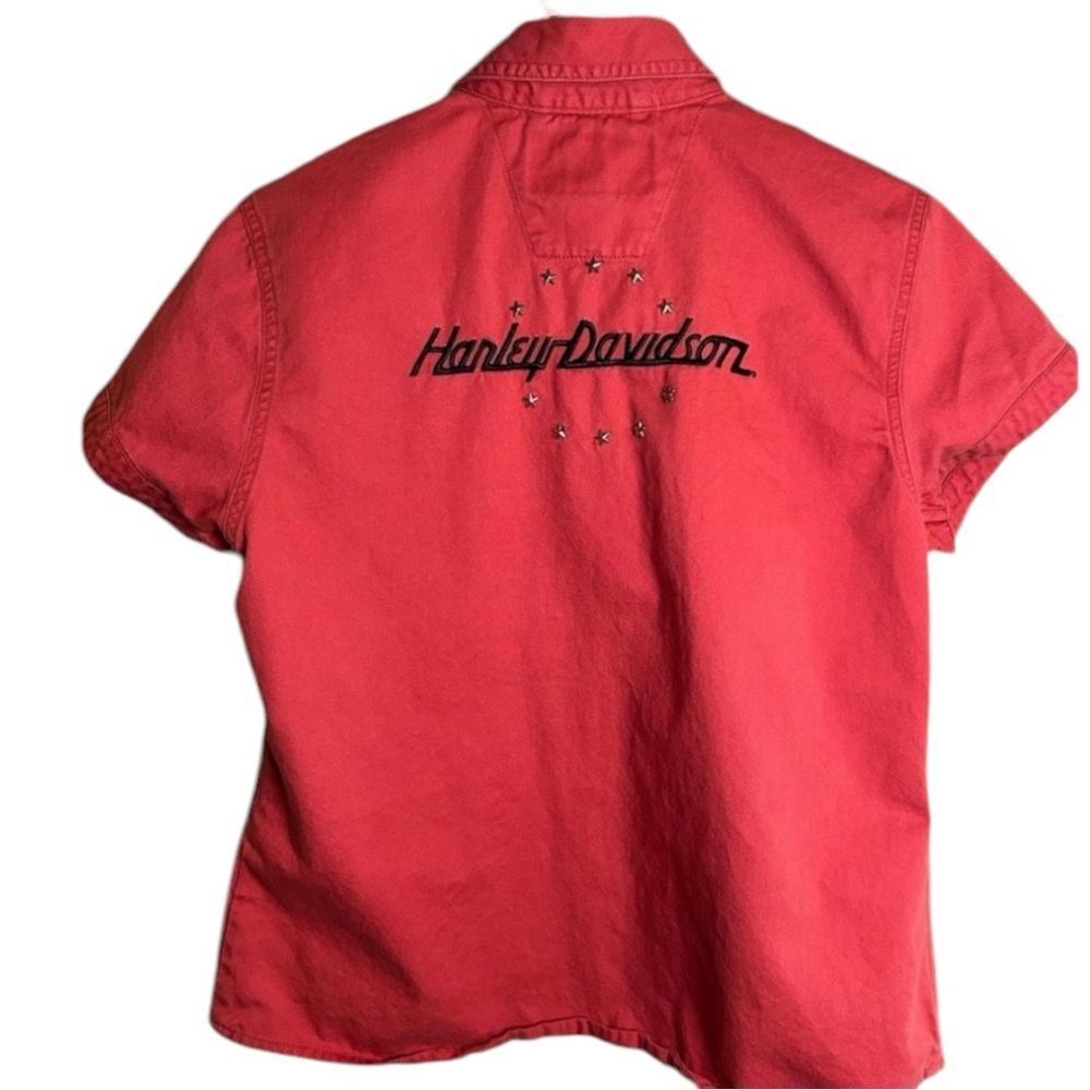 Harley-Davidson Red Button Down Shirt with Black Logo